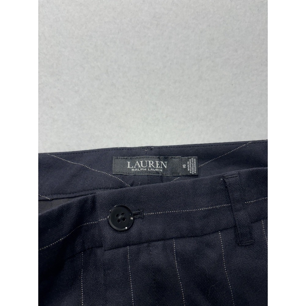 Lauren Ralph Lauren Dress Pants Womens 12 Black Pinstripe Straight Leg Twill - Picture 3 of 15